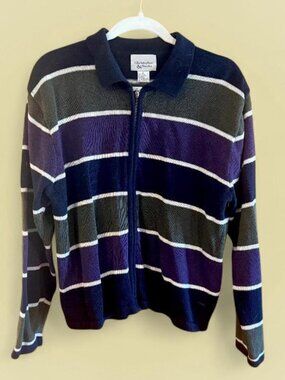Multi-colored Striped zip up sweater